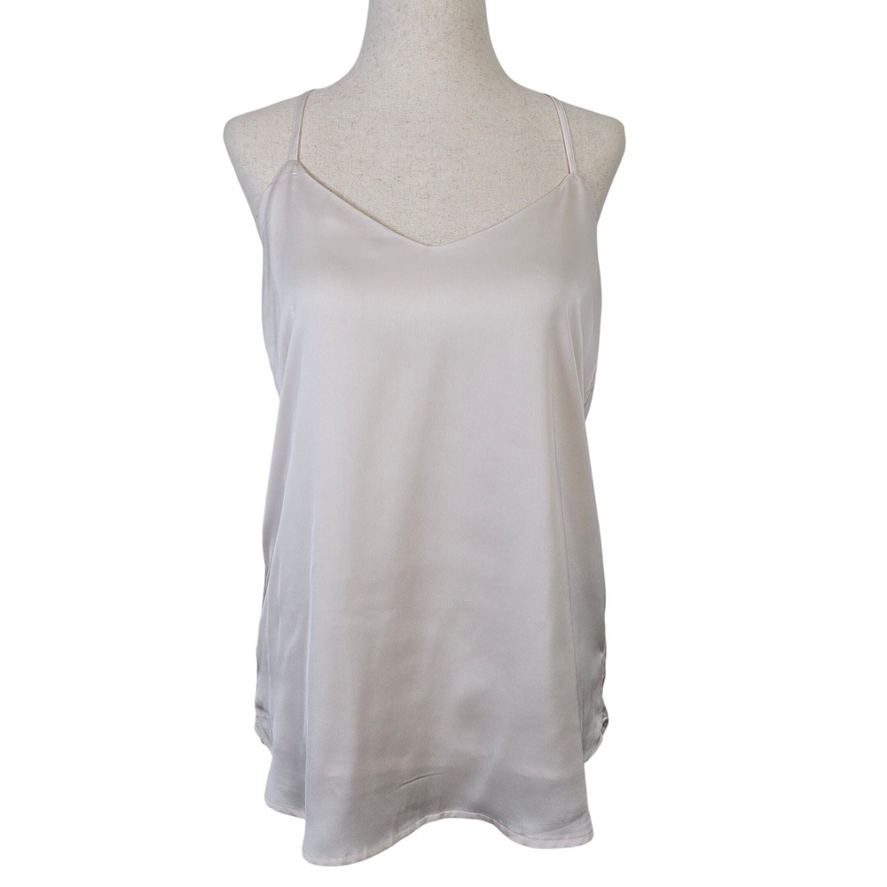 Harve Benard Women Champagne Satin V-Neck Racerback‎ Camisole Tank Top Size S
